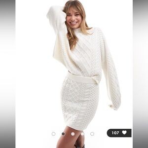 *Set* Asos Miss Selfridge cream cable knit jumper and skirt